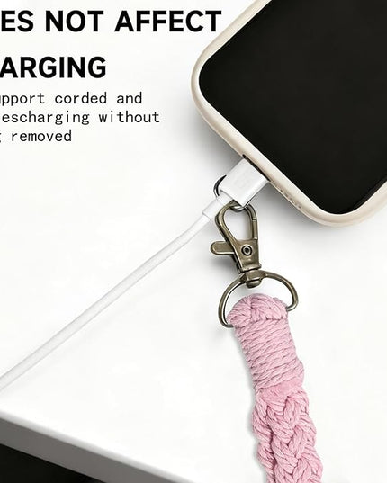 5PCS Phone Wrist Strap with 5PCS Tether Tab Keychain Wristlet Lanyard Cell Phone Wristlet Keychain for Women Boho Macrame Handmade Phones Lanyard Wrist with Tether Tab for Keys, ID