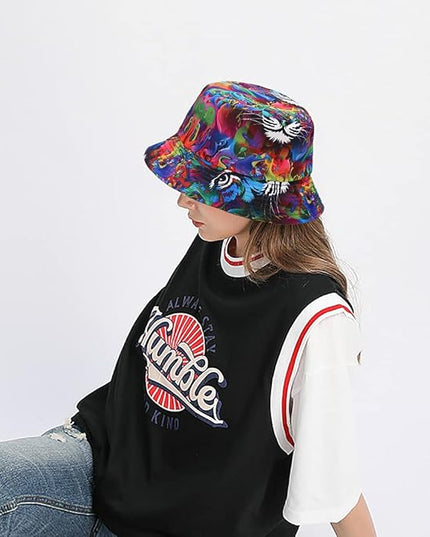 XYIYI Cute Bucket Hat Beach Fisherman Hats for Women, Reversible Double-Side-Wear