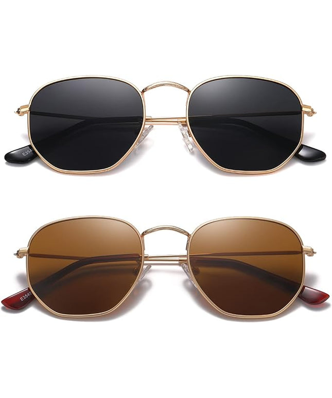 MEETSUN Polarized Hexagon Sunglasses for Women Men Polygon Square Sun Glasses UV400 Protection Metal Frame