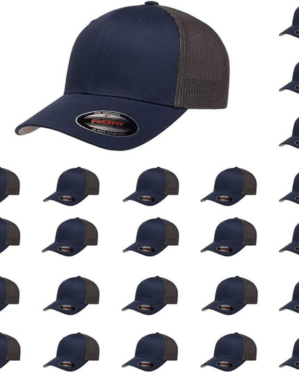 Flexfit 6511 Fitted Mid-Profile Stretchable Mesh Panels Trucker Cap | Bulk Pack Available