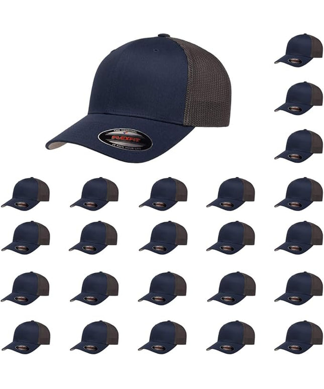 Flexfit 6511 Fitted Mid-Profile Stretchable Mesh Panels Trucker Cap | Bulk Pack Available
