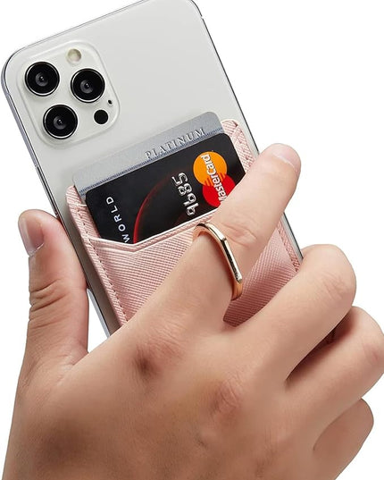 BIAJIYA Phone Card Holder RFID Leather Wallet Credit Adhesive Cell Case Stick-on Card Holder for Women and Men Back of Phone for Most of Smartphones