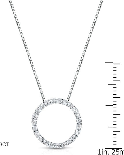 Diamond Wish 1/6 to 1 Carat Diamond Circle of Life Round Pendant Necklace for Women in 14k Gold (I1-I2, cttw) on 18 Inch Long Chain with Spring Ring Clasp