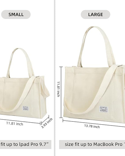 Valleycomfy Corduroy Tote Bag for Women Travel Crossbody Bag Purse Women Shoulder Bags Work Handbags Everyday Hobo Bag