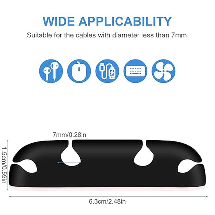 Cable Clips 3PCS Cord Wire Organizer Cable Management Holders 4 Hole Silicone Cable Harness USB Charging Accessory Cable Holder for Office and Home Desk (Black)
