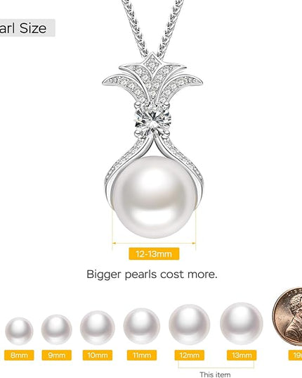 Gifts for Wife Women Anniversary -Pearl Necklace -Mom Girlfriend Her Fine Jewelry Mothers Day Valentines Christmas Birthdays Gift