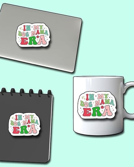 (3Pcs) in My Dog Mama Era Sticker, Decal Gifts Mom Decorate Books Laptop Phone Water Bottles Kindles Stickers Tumbler Sticker Waterproof Vinyl Decorate Sticker 3" Inch