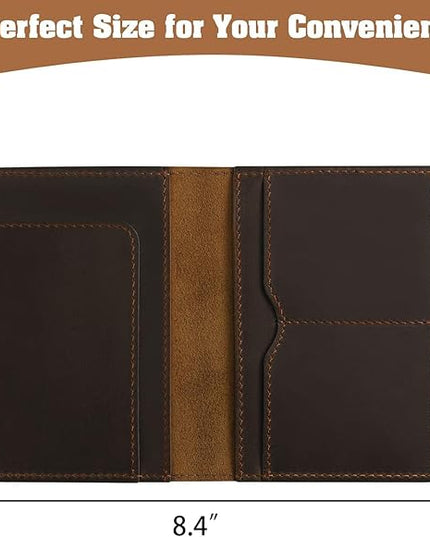 Jack&Chris Genuine Leather Passport Holder For Travel, RFID Blocking Handmade Passport Holder with Card Case Organized & Safe, Quality Travel Essentials for Women and Men for Gifting, Coffee