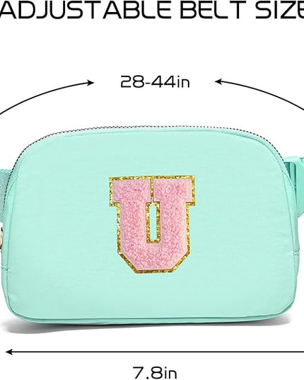 Gitus Belt Bag Fanny Pack Crossbody Bags with Initial Letter Patch Cute Stuff Birthday Gifts for Teenager Girls Trendy Preppy Stuff for Teen Girls Cool Stuff for Teens (Mint Green-U)