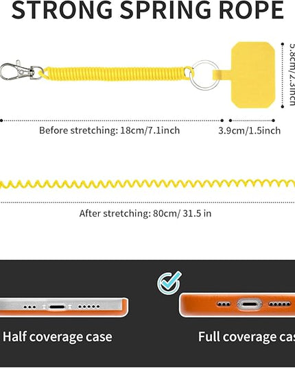 Phone Tether Lanyard Anti Theft Phone Strap with Carabiner Anti-Drop Outdoor Skiing Hiking Cycling Fishing Climbing fit iPhone and Most Cell Phone (Black+Yellow)