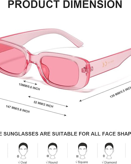 JASPIN Rectangle Sunglasses for Women Men Trendy Y2k Retro 90s Sun Glasses UV Protection Cool Square Frame