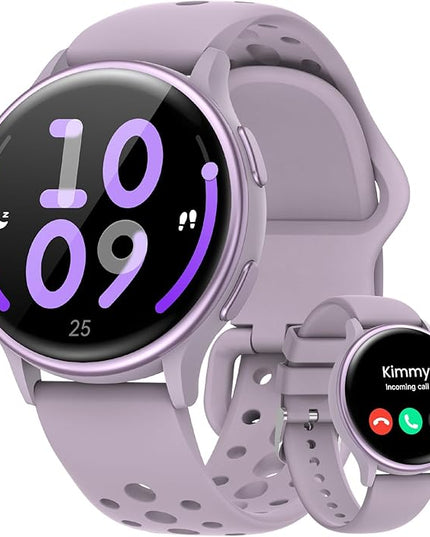 Smart Watches for Women(Answer/Make Calls), 1.27'' AMOLED Screen Activity Trackers with Heart Rate/Sleep/SpO2 Monitor, Smartwatch for iPhone/Samsung/Android,120+ Sport IP68 Fitness Watch 2Bands Purple