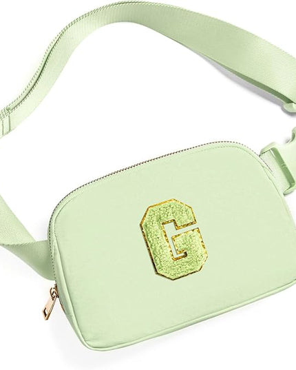 Gitus Gifts for 8 9 10 11 12 Year Old Girls Belt Bag Fanny Pack Crossbody Bags with Initial Letter Patch Cute Stuff Birthday Gifts for Teen Girls Women Personalized Trend Stuff (Light Green-G)