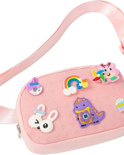 Cute Diy Pink Waist Fanny Pack for Girls, Crossbody Bag Purse Belt Bag,Dance Recital Birthday Gifts for 3 4 5 6 7 8 9 10 11 12 Year Old Kids.(916Pink)