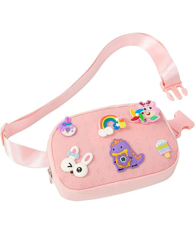 Cute Diy Pink Waist Fanny Pack for Girls, Crossbody Bag Purse Belt Bag,Dance Recital Birthday Gifts for 3 4 5 6 7 8 9 10 11 12 Year Old Kids.(916Pink)