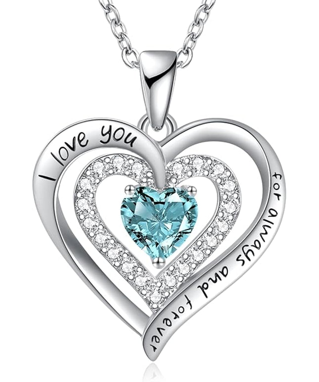REDBEE Necklaces for Women Birthstone Heart Necklace Jewelry for Wife Girlfriend Woman Necklace
