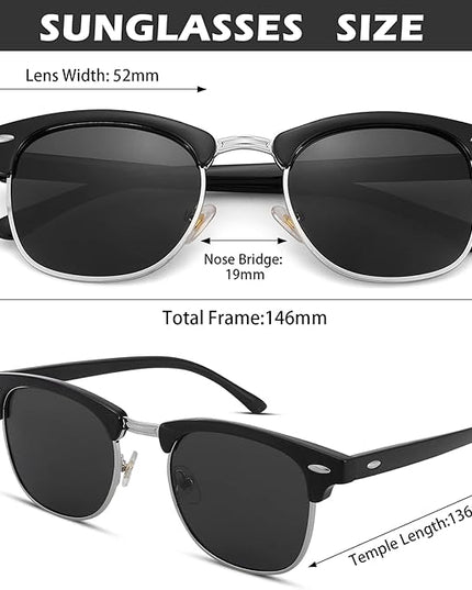 Pro Acme Semi-Rimless Polarized Sunglasses UV 400 Protection for Women Men