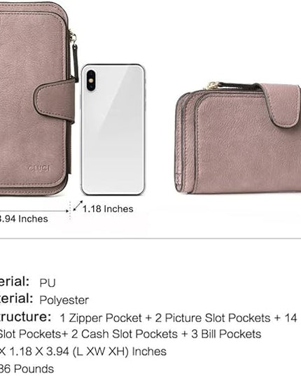 CLUCI Wallet For Women PU Leather RFID Blocking Womens Wallet Bifold Card Holder with ID Window Gifts for Women Birthday | RFID Blocking, Designer, Trifold, Card Holder, ID Window