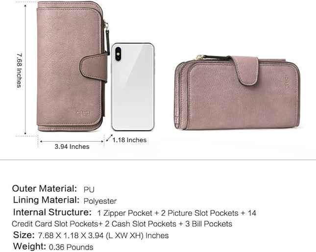 CLUCI Wallet For Women PU Leather RFID Blocking Womens Wallet Bifold Card Holder with ID Window Gifts for Women Birthday | RFID Blocking, Designer, Trifold, Card Holder, ID Window