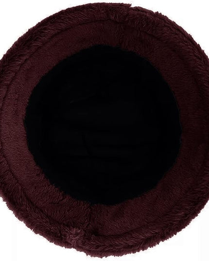 Women Plush Fluffy Bucket Hat Warm Lining Winter Faux Fur Cozy Wide Brim Winter