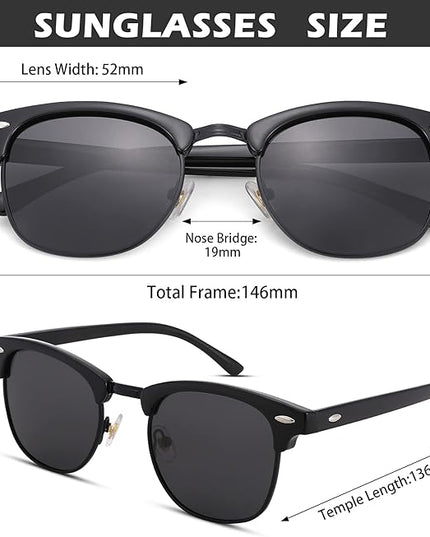Pro Acme Semi-Rimless Polarized Sunglasses UV 400 Protection for Women Men