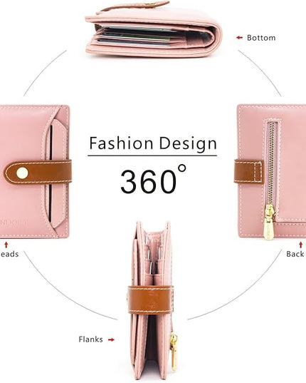 ANDOILT Wallets for Women Genuine Leather Small Bifold Wallet RFID Blocking Card Case Purse with ID Window Coin Pocket | Small, RFID Blocking, Card Case, Purse, with ID Window, Coin Pocket
