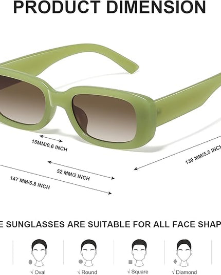 JASPIN Rectangle Sunglasses for Women Men Trendy Y2k Retro 90s Sun Glasses UV Protection Cool Square Frame