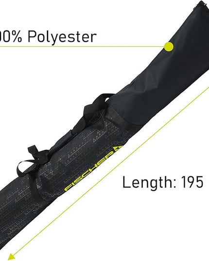 Fischer Skicase ECO XC NC - Durable Lightweight Easy Foldable 195cm Long Nordic Skis Bag with Handle Straps | 1 Ski Pair Capacity