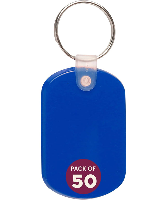DISCOUNT PROMOS Tag Soft Plastic Keychains - 50 pack - Small Key Tag Chain For Staying Organized - Rubber Key Ring Keychain – Blue