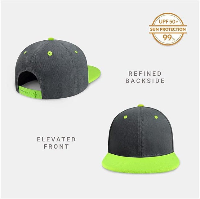 CHOK.LIDS Flat Bill Visor Classic Snapback Hat Blank Adjustable Brim High Top End Trendy Color Style Plain Tone Baseball Cap