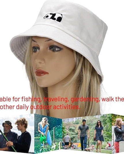 Cotton Bucket Hat for Women Men Summer Travel Sun Beach Bucket Cap, Unisex Outdoor Fisherman Hat