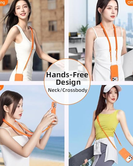 Phone Lanyard Phone Strap Crossbody Compatible with iPhone 17/Air/Pro/Max All Phone Cases with 2 Charms Dual Holes 1 TPU Tab 360° Hook Adjustable Hands-Free Shoulder Neck Camera Strap Anti Theft Beige