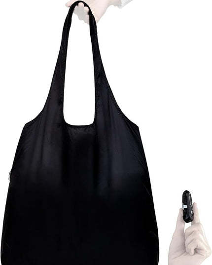 Nanobag Ultralight Foldable Tote for Women & Men, Reusable Grocery & Travel Bag, Packable Collapsible Compact Market Essential (Standard Black)