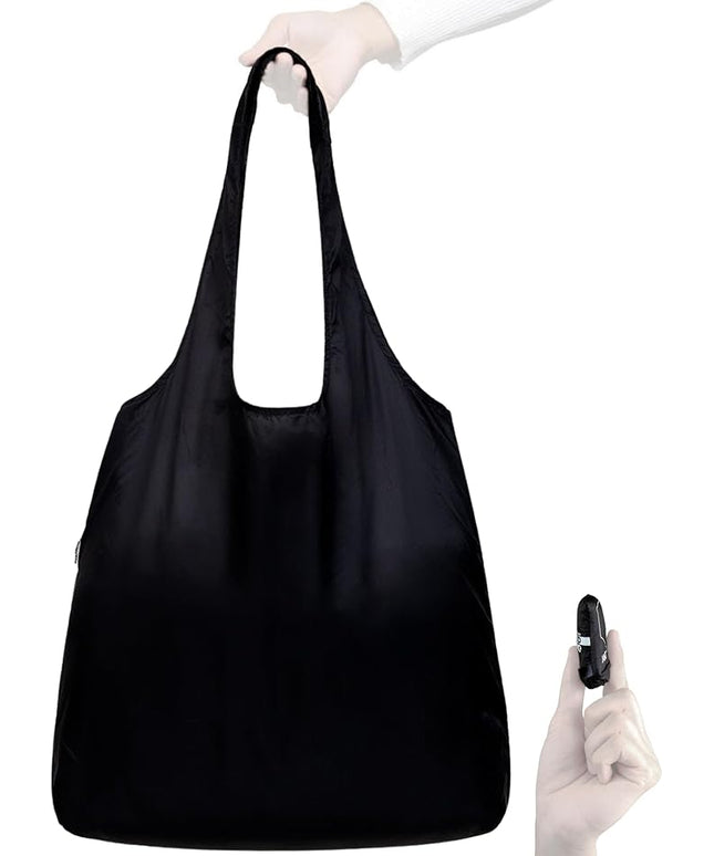 Nanobag Ultralight Foldable Tote for Women & Men, Reusable Grocery & Travel Bag, Packable Collapsible Compact Market Essential (Standard Black)