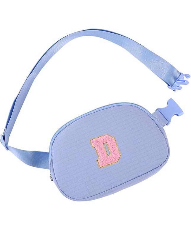 Glratn Initial Letter Fanny Pack for Girls,Patch Belt Bag,Toddler Crossbody Bags，Gifts for 3 4 5 6 7 8 9 10 11 12 Year Old Teens Kids,Christmas Graduation Gifts for Teen Girls .(Blue-D)