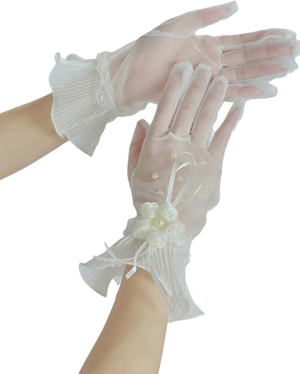 Sahabowi Satin Gloves Formal Bridal Banquet Party Wedding Opera Solid Colorful Mitten For Women