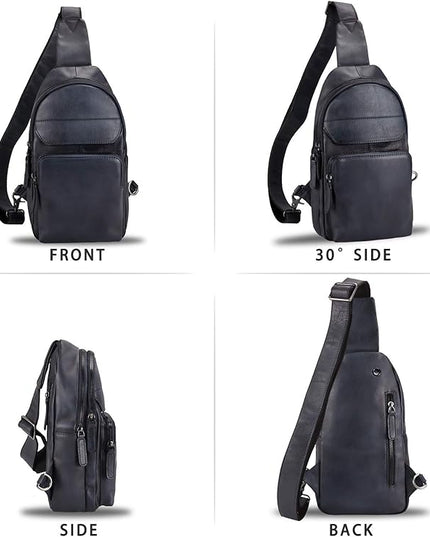 Genuine Leather Sling Bag for Man and Women Crossbody Purse Handmade Retro Shoulder Backpack Vintage Chest Bags