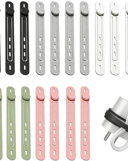 Data Cable Organizer, 2026 Upgrade Reusable Silicone Cable Ties, Elastic Cord Management Straps for Fastening and Bundling Various Cable Cords Wires (20pc)