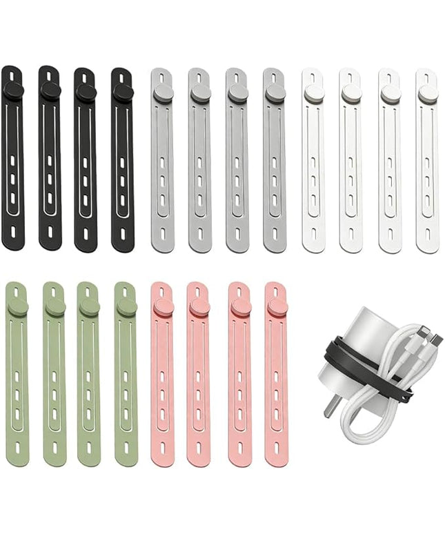 Data Cable Organizer, 2026 Upgrade Reusable Silicone Cable Ties, Elastic Cord Management Straps for Fastening and Bundling Various Cable Cords Wires (20pc)