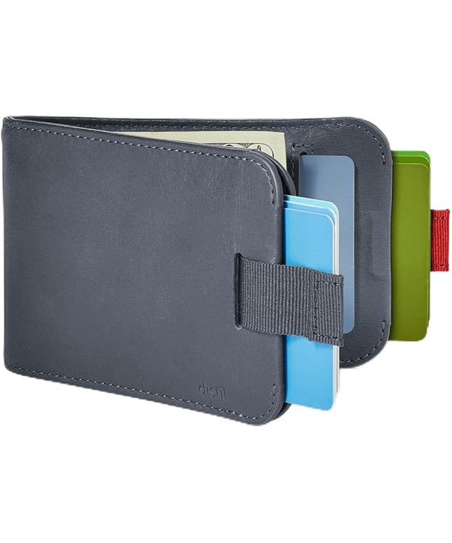 Distil Union Wally Bifold 5.0 RFID Wallet - No ID Window - Slim Bifold Wallet for Men with Money Clip, Premium Leather – Minimalist RFID Card Holder - Holds 14 Cards & 30 Bills - Navy