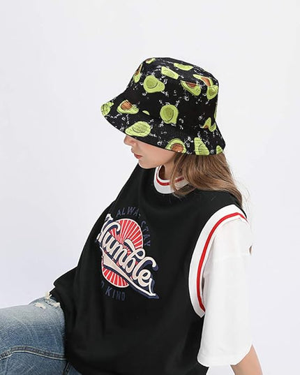 XYIYI Cute Bucket Hat Beach Fisherman Hats for Women, Reversible Double-Side-Wear
