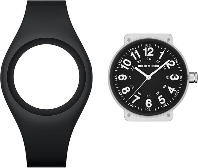 GOLDEN HOUR Waterproof Sports Analog Unisex Watches for Nurse Medical Professionals, Students - Military Time Glowing Easy to Read Dial, Jelly Silicone Strap