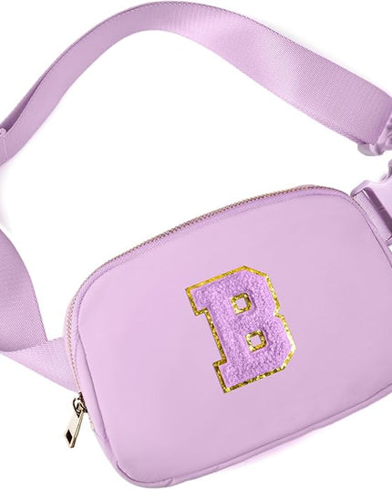 Gitus Gifts for 8 9 10 11 12 Year Old Girls Belt Bag Fanny Pack Crossbody Bags with Initial Letter Patch Cute Stuff Birthday Gifts for Teen Girls Women Personalized Trend Stuff (Lavender-B)