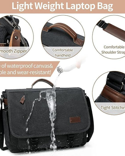 Canvas Messenger Bag for Men Waterproof Business Bags for Men Vintage Canvas Laptop Bag