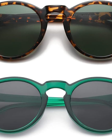 Gleyemor Vintage Polarized Sunglasses for Men Round Sunglasses UV400 Protection Retro Hand-crafted Acetate Frame