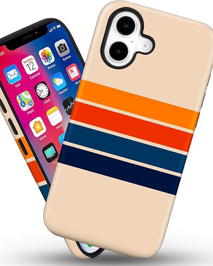 Magnetic for iPhone 17 Case Cute Stripes Phone Case, Shockproof Slim TPU and Hard PC Protective Phone Cover Compatible with MagSafe Designed for Women Girls,
