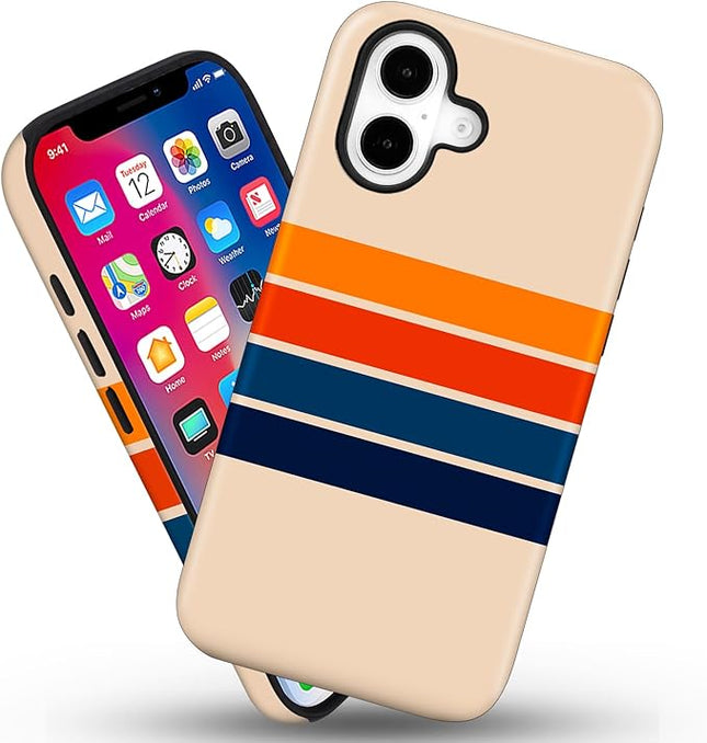 Magnetic for iPhone 17 Case Cute Stripes Phone Case, Shockproof Slim TPU and Hard PC Protective Phone Cover Compatible with MagSafe Designed for Women Girls,