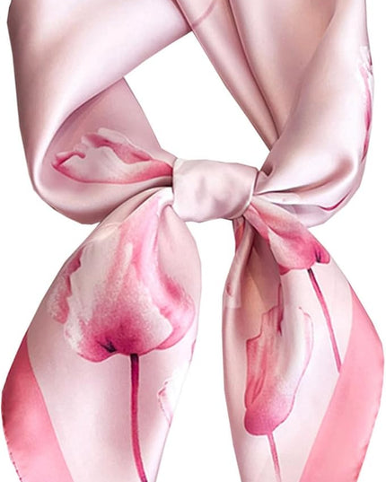 kcctoo 27.5" Mulberry Silk Feeling Head Scarf Women's Fashion Square Neck Satin Scarfs for Bag Hair Scarves Gift