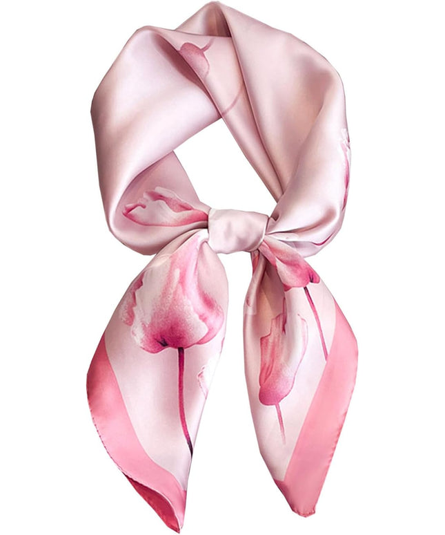 kcctoo 27.5" Mulberry Silk Feeling Head Scarf Women's Fashion Square Neck Satin Scarfs for Bag Hair Scarves Gift