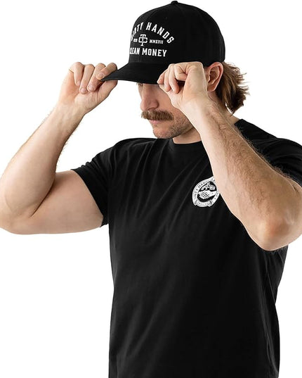 TROLL CO. CLOTHING Dirty Hands Clean Money Meshback Hat - Black, Adjustable Snapback, Curved Brim, One Size Fits Most